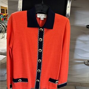 St. John Orange and Black Cardigan